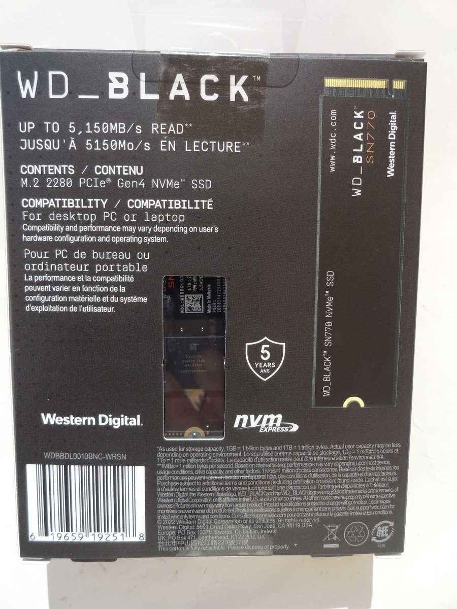 中古WDBLACK SN770 NVMe SSD WDS100T3X0E 1TB Amazon.com: WD_BLACK 1TB SN770 NVMe Internal Gaming SSD
