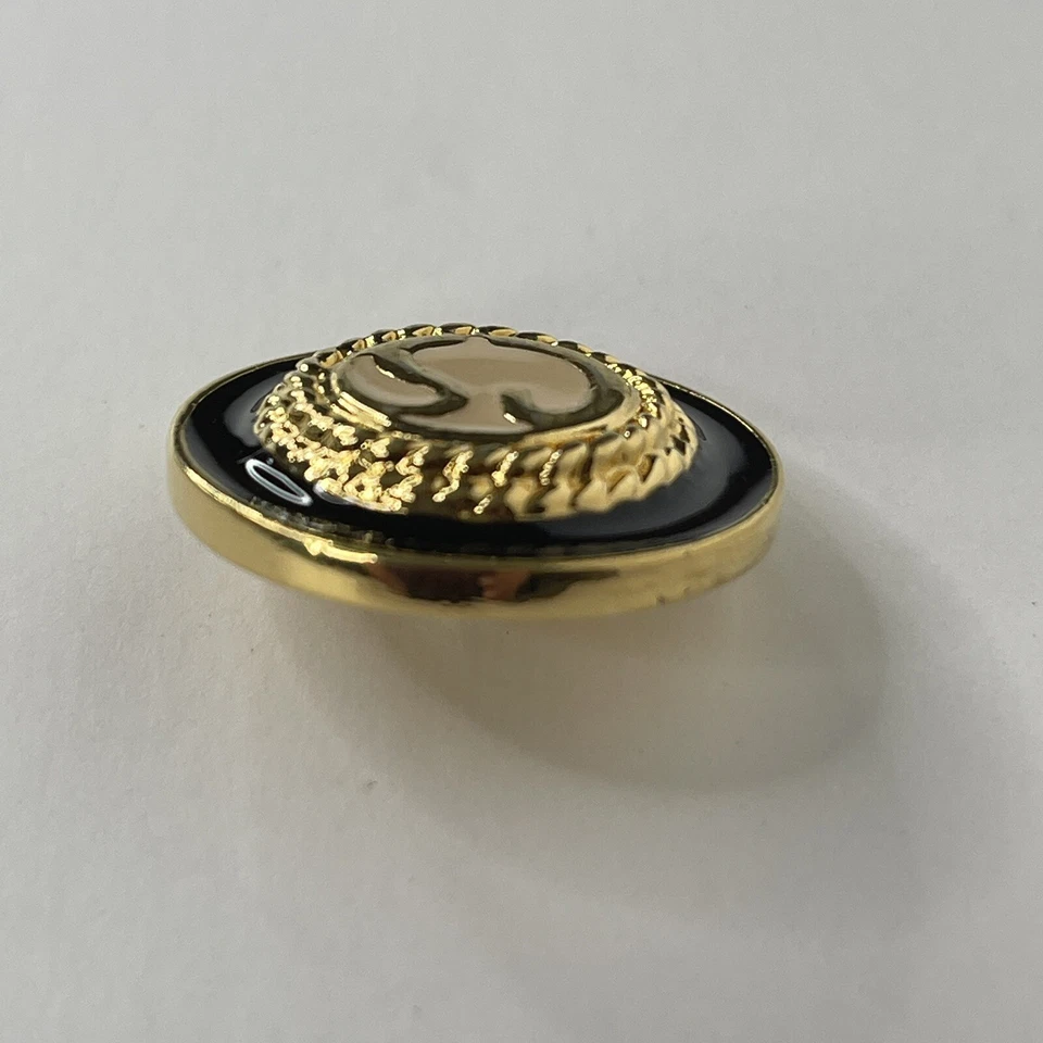 St. John Buttons Classic 24k Pl & Black Enamel Shank Button - Image 2 of 3