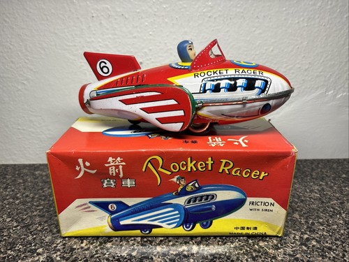 Vintage Friction Tin Toy Space Rocket Racer in Original Box MF 735 6 ...