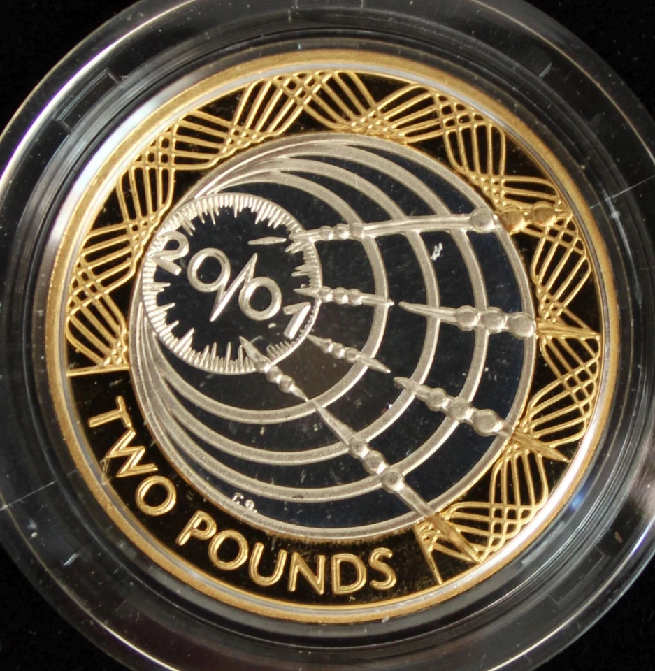 2001 Marconi Wireless Bridges Atlantic Silver Proof Piedfort £2 Coin, Royal Mint - Image 2 of 4