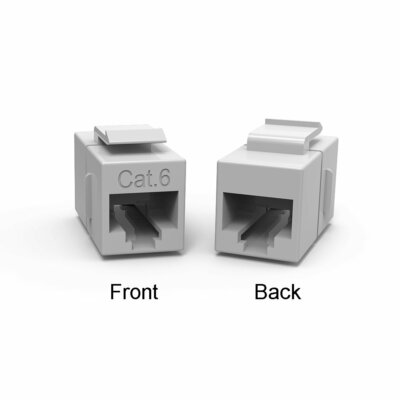 2 x CAT6 Keystone Ethernet RJ45 Network Coupler Cable Wall Plate Extender Gray