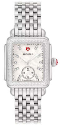 Michele Deco Mid Edelstahl Diamanten Rechteck Damen Uhr MWW06V000122