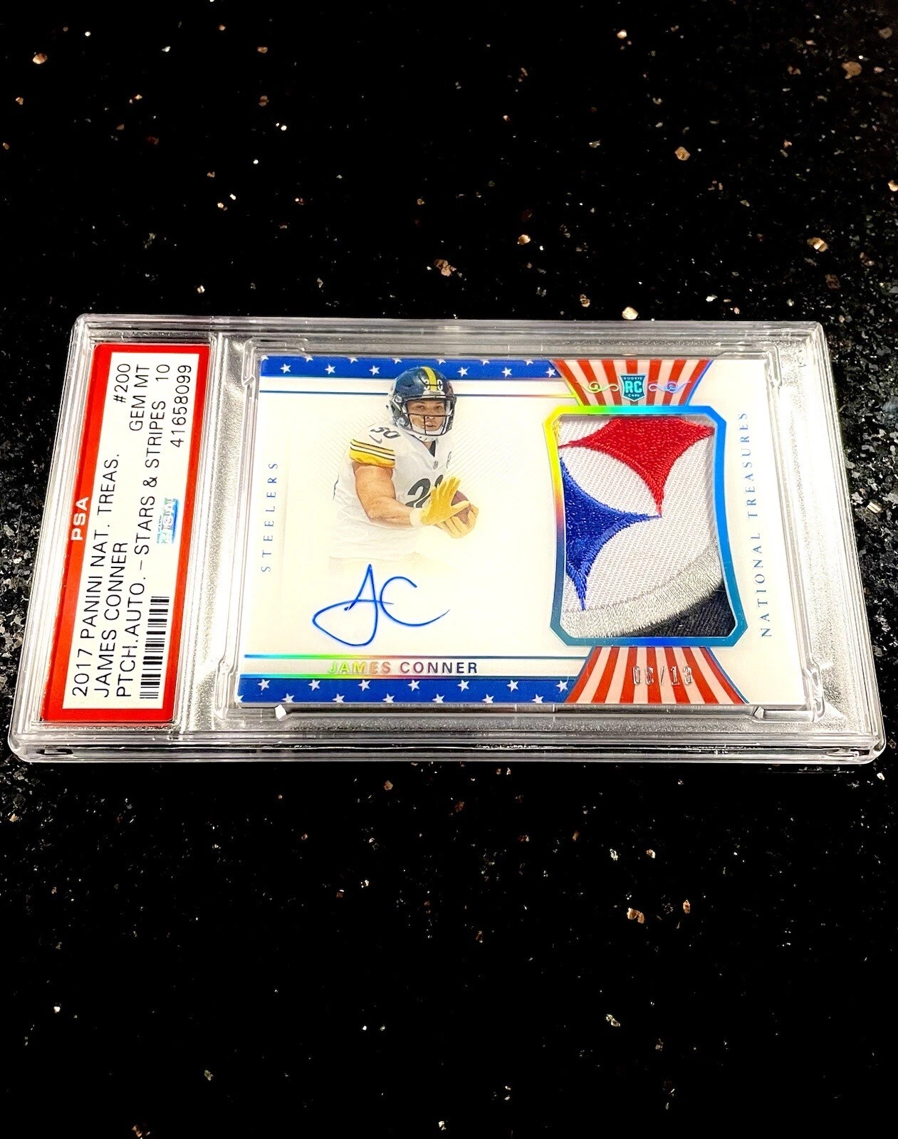 James Conner Panini National Treasures #200 Patch Autograph-Stars & Stripes