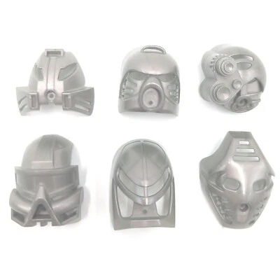 Lego Metallic Silver Kanohi Masks, Set of 6 -32505 32565 32566 32568 32569 32571 - Image 1 of 2