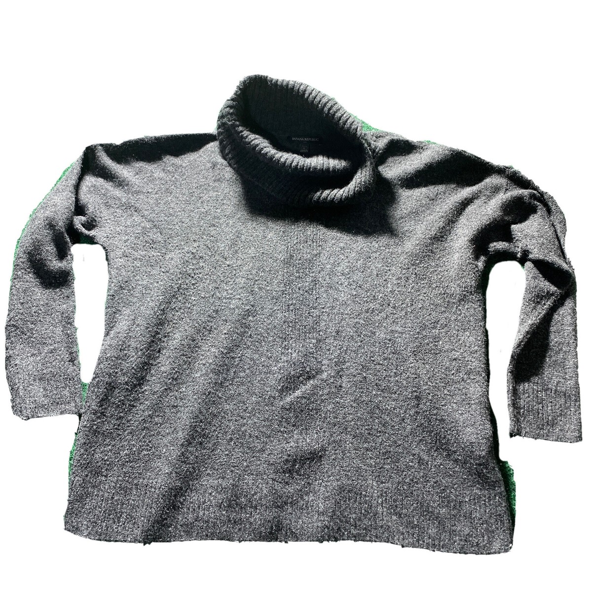 BANANA REPUBLIC Sweater Women LP Large Petite Gray Oversized Cowl Tunic soft