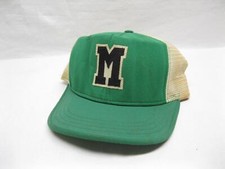 1980s Vintage Letter M Youth Kids Child Hat Mesh Snap Back Baseball Cap Trucker
