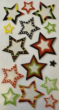 STAR Mylar Stickers 16pc Polka-Dots Stripes Shape Solid Colorful 4th Of July