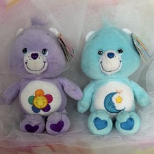 Set of 2 Pre-owned Care Bears w/tags Harmony Bear  Bedtime Bear Plush  03  04