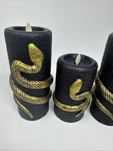Martha Stewart Set of 4 Flameless LED Wax Pillar Candles Snake Luminara - Picture 9 of 11