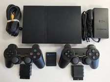 Sony PlayStation 2 PS2 Slim Nera + 2 Controller Wireless + Memory Card + Cavi