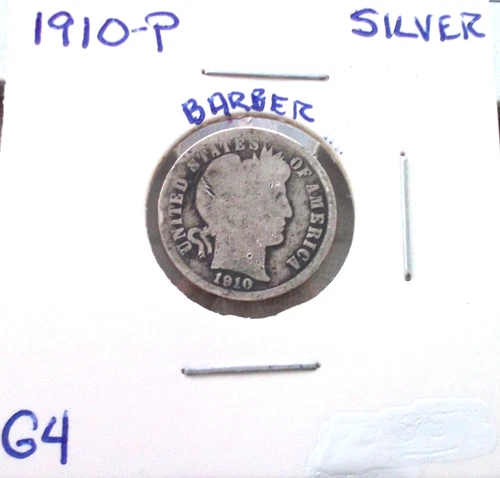 1910 PHILADELPHIA BARBER SILVER DIME IN GOOD CONDITION.
