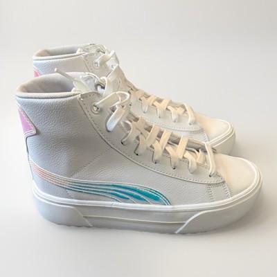 Puma Kaia Mid Irisistable Platform Shoes Womens Size 5 White Iridescent New