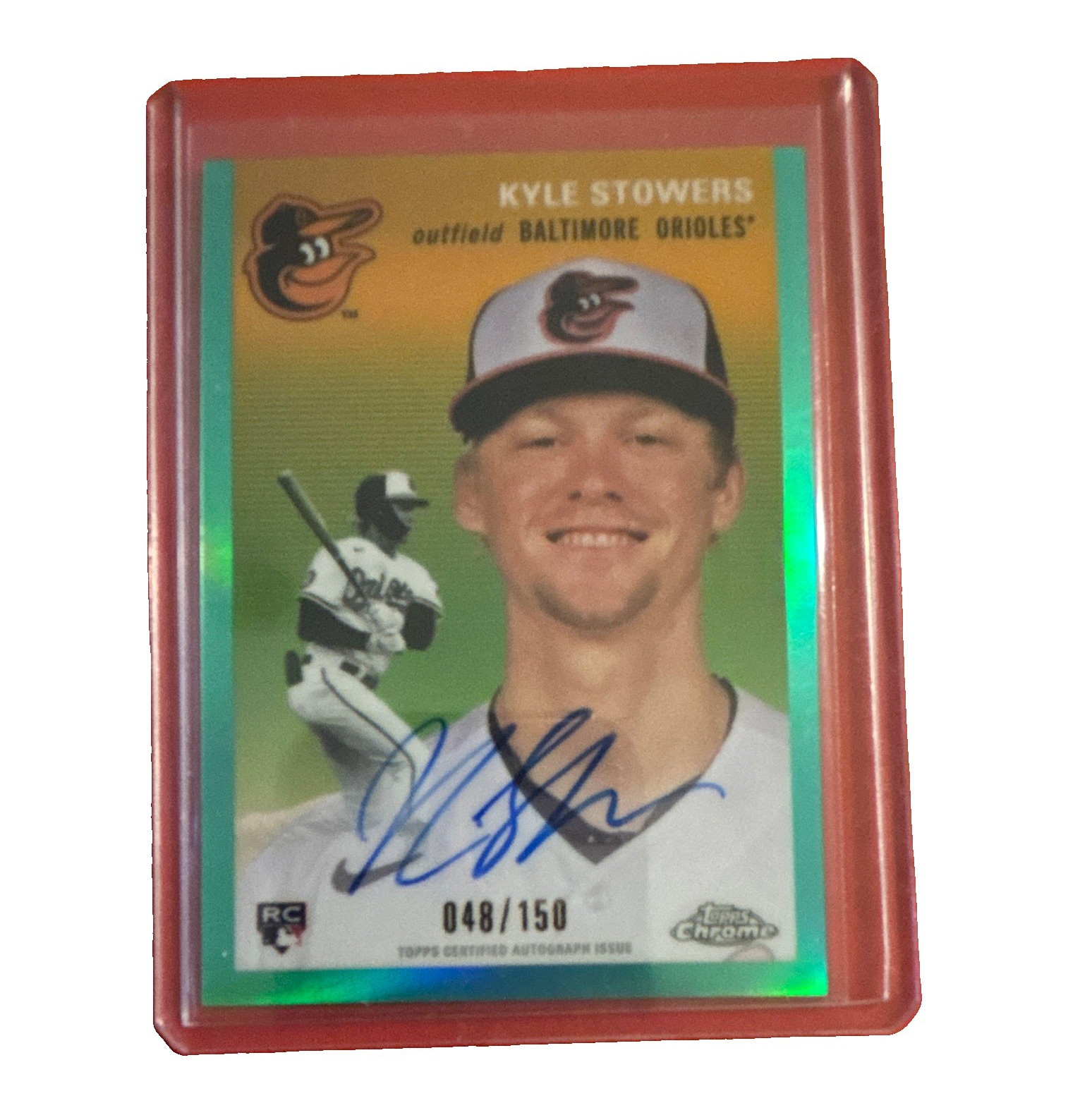 Topps 2023 Chrome Platinum Anniversary Kyle Stowers RC Auto CPA-KS Aqua /150