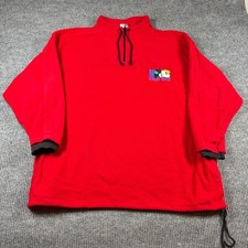 Vintage Mickey Mouse Pullover Men's XXL Red Fleece 1/4 Zip Sweatshirt Disney