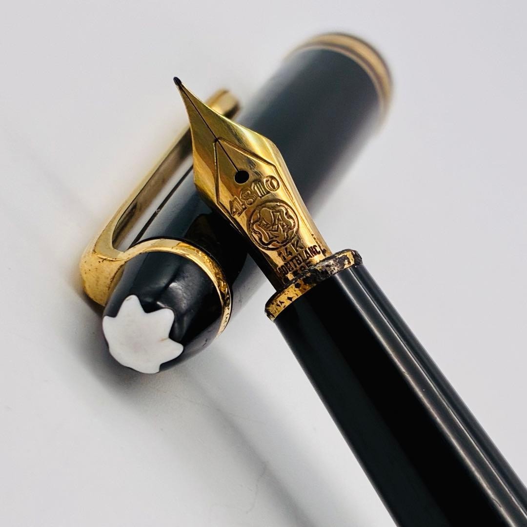 Montblanc Meisterstuck 146 Fountain Pen 14K Gold Nib Black Metal Unused Japan