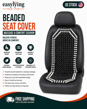 Wood Beaded Seat Cover Black Massage Cushion For Cars - Stress Relief Comfort