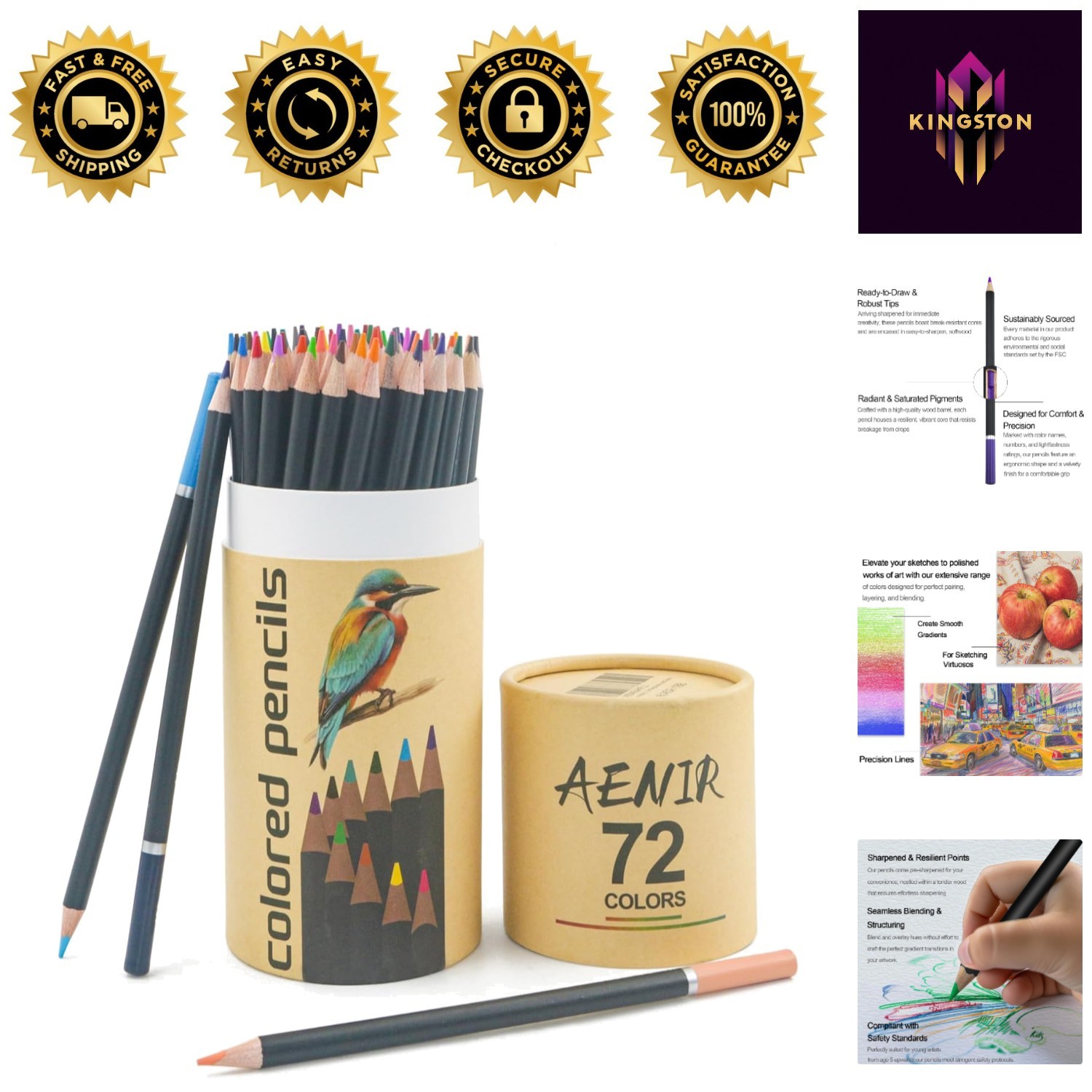 Complete 72 Colored Pencil Set in Stylish Case - Ideal for A