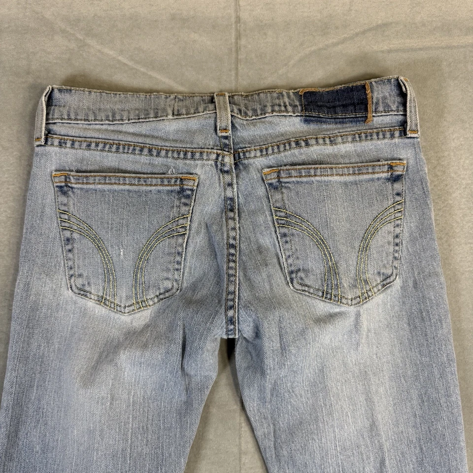 VTG Y2K Hollister Jeans Womens 3R Blue Low Rise Flare Light Wash Raw Hem Denim - Image 4 of 4