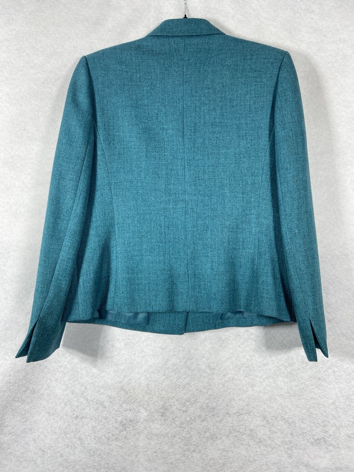 Le Suit 2PC Skirt Suit Women’s 10 Teal Blazer Buttons Long Sleeves Pleated Hem