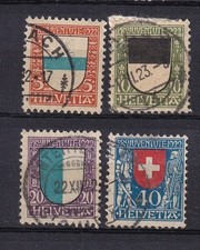 Szwajcaria, nr 175 /178, Pro Juventute 1922 całkowicie okrągła stemplowana + dobrze ząbkowana