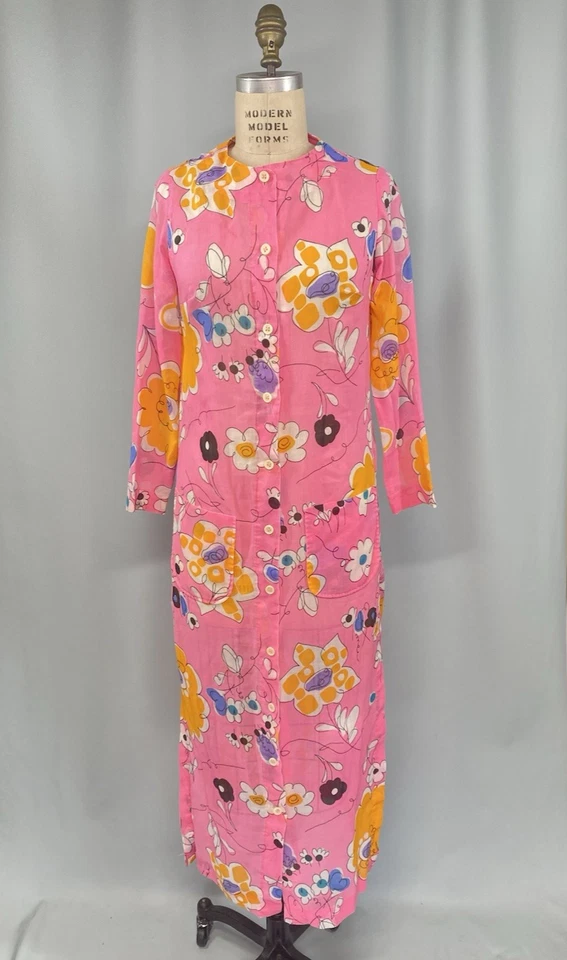 Vestido bata vintage TALLA PEQUEÑA rosa floral PUERTO CASUALS AÑOS 60 70 ROXANNE Foto 3 de 4