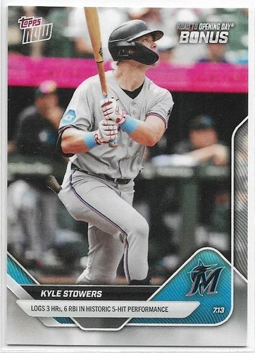 2025 Topps Now Kyle Stowers #ODB14 3-HR Game Road to Opening Day Bonus Marlins - Picture 1 of 2