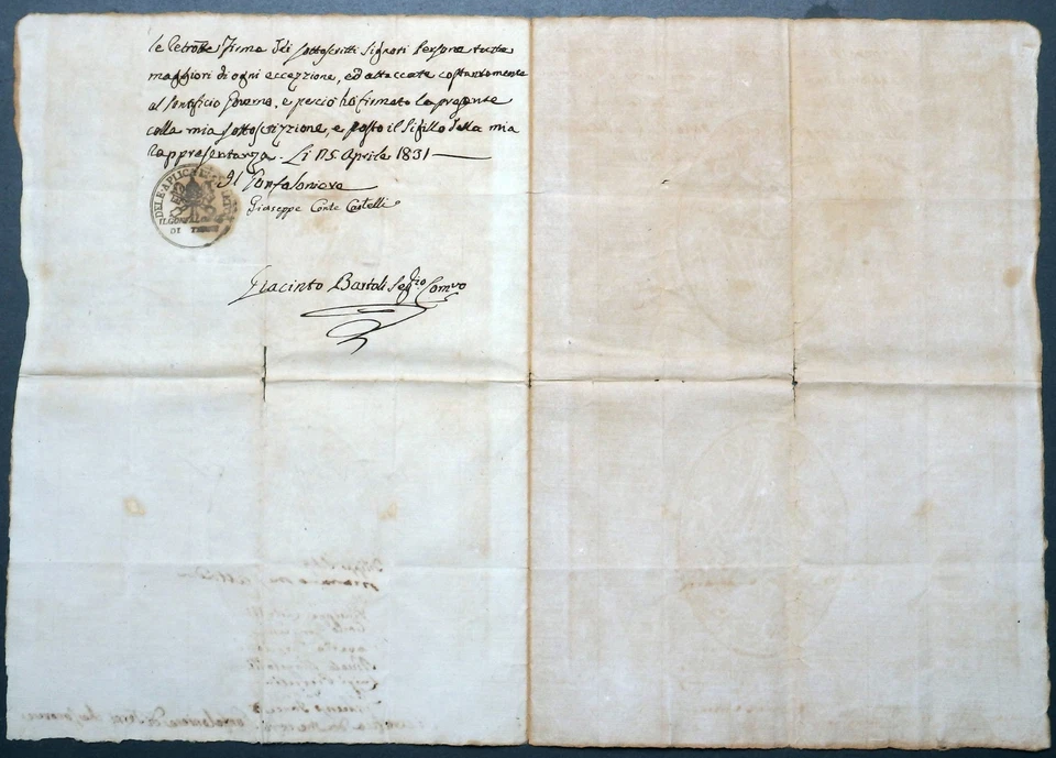 ITALY ITALIEN HANDSCHRIFT MANUSCRIPT UMBRIEN TERNI GIOVANNI MANASSEI SIEGEL 1831 - Bild 4 von 4