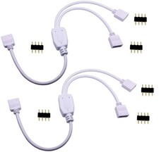 2pcs 4 Pin RGB LED Strip Splitter Cable 2 Way 1 to 2 Splitter Connector Cable...