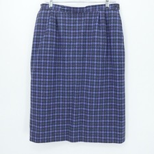 Vintage Pendleton Skirt Women 14 Blue Plaid Wool Academia Casual Office Made USA