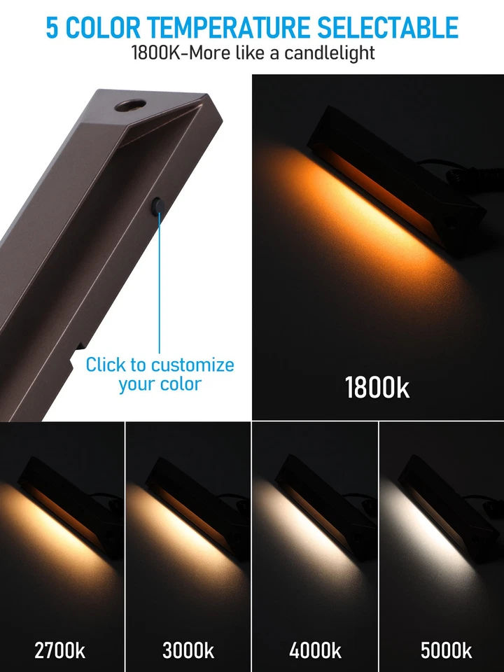 6 Pack 5CCT 8 Inch LED Low Voltage Step Lights, 12-24V AC/DC Deck Light - Image 4 of 4