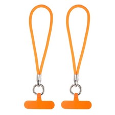 2pcs Hand Wrist Strap Phone Lanyard Cellphone Wrist Strap with Tab Orange