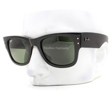 Ray-Ban RB0840S 901/31 Mega Wayfarer Sunglasses Gloss Black Green Glass w/case