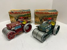 Yonezawa Battery Operated Road Roller Set With Original Boxes