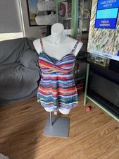 Women Plus Size Multi Color Tankini Top  Boy Shorts 2 Piece Swimwear 4XL