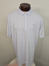 Travis Mathew Mens XXL 2XL White Gray Geometric Abstract Short Sleeve Golf Polo