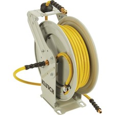 Klutch Auto-Rewind Air Hose Reel with 1/2in. x 100ft. Oil-Resistant Rubber