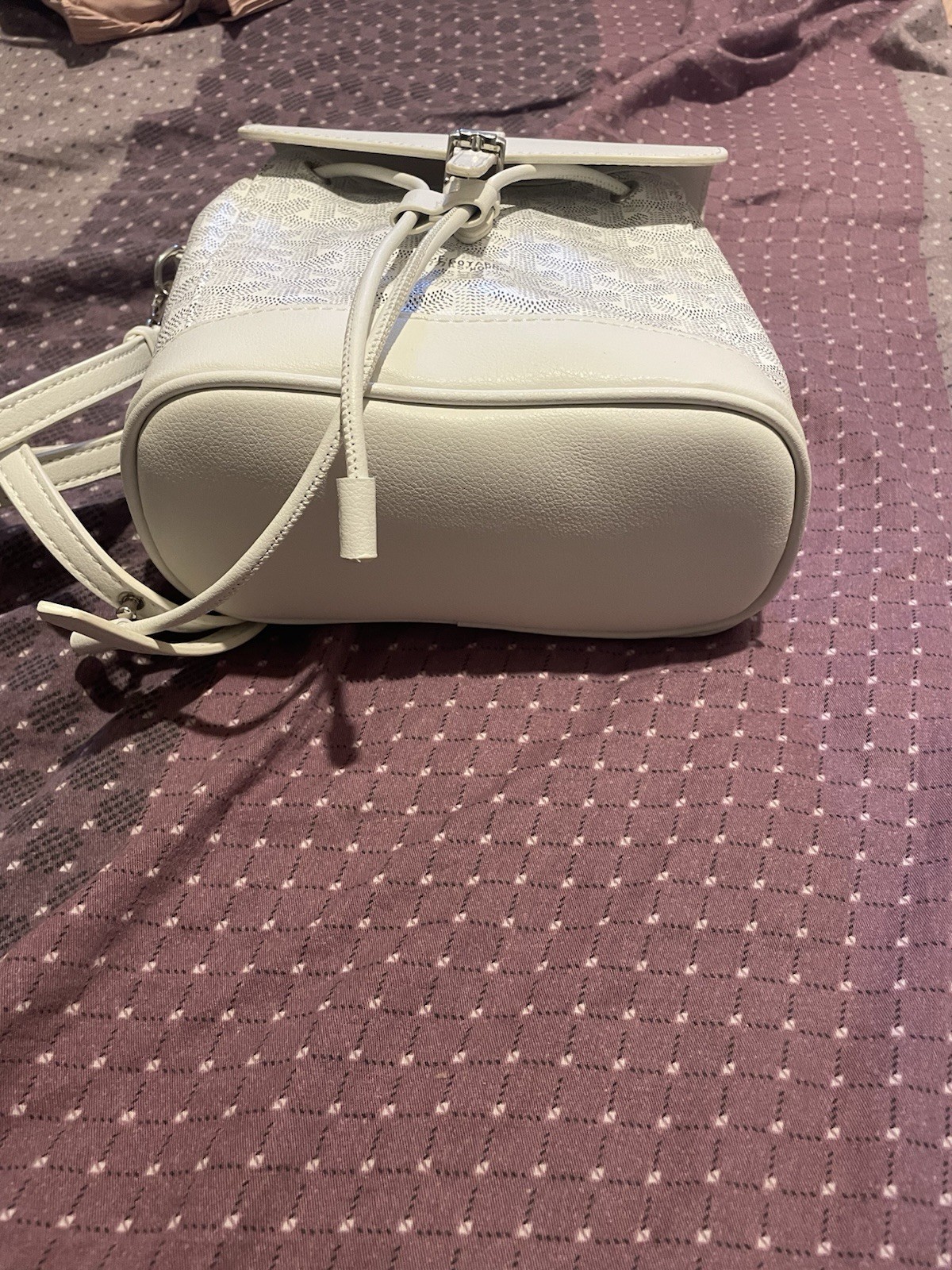 Goyard White Backpack Drawstring Logo Accent Adju… - image 3