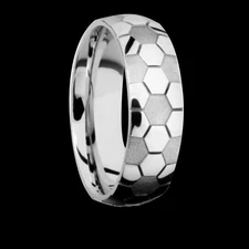 Men's Matt Football Pattern Wedding Bands Stainless Steel Fashion Pinky Ring 6MM