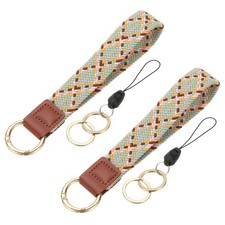 Keychain Wristlet, 2 Pcs Cute Keychain Woven Wrist Lanyard, Gray/Orange