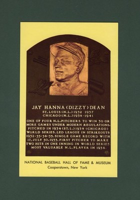 DIZZY DEAN, Cardinals & Cubs | 1964 HOF postcard Curteichcolor GREEN ink A