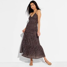 Women's Maxi Triangle Halter Dress - Wild Fable Brown Polka Dots S