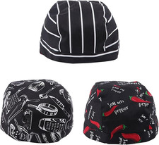 Pack Chef Hats  Head Scarves for Men  Women - Professional Adjustable Skull Ca