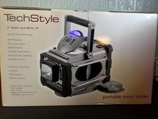 Techstyle CD Player 5" Black and White TV, MP3, Radio, BRAND NEW Open Box