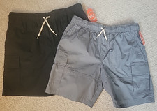 NEW Wonder Nation Boys Husky Large 10/12 Lot 2 Cargo Shorts Elastic Gray Black