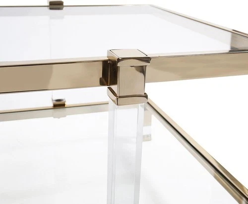 Goldwyn Coffee Table with Glass, Gold Frame and Acrylic - Picture 3 of 5