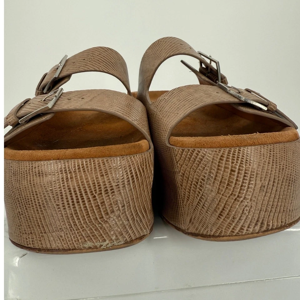 Sandalia Plataforma Robert Clergerie Esme en Arena Talla 40.5 Hebilla Deslizable Marrón Tostado Foto 3 de 4