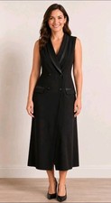 Vintage Lois Snyder Dani Max  Black Long Vest Dress Sleeveless Sz 10 Minimalist