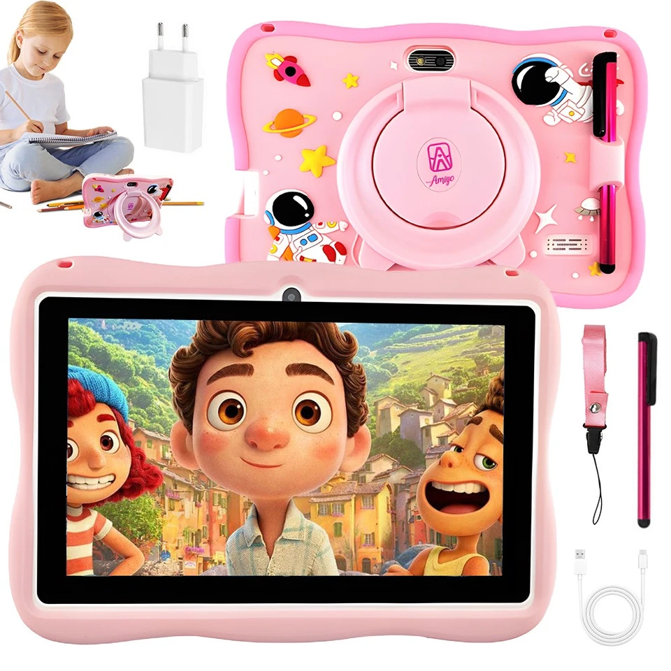 Kinder Tablet 7 Zoll Android 14 System 4GB RAM 64GB ROM Dual Kamera WLAN Gift - Bild 3 von 4