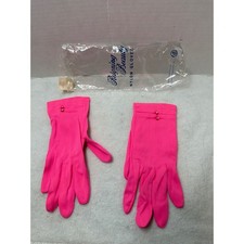 NOS VTG 70s Reigning Beauty Gloves Womens 7 Pink Nylon Double Button Japan