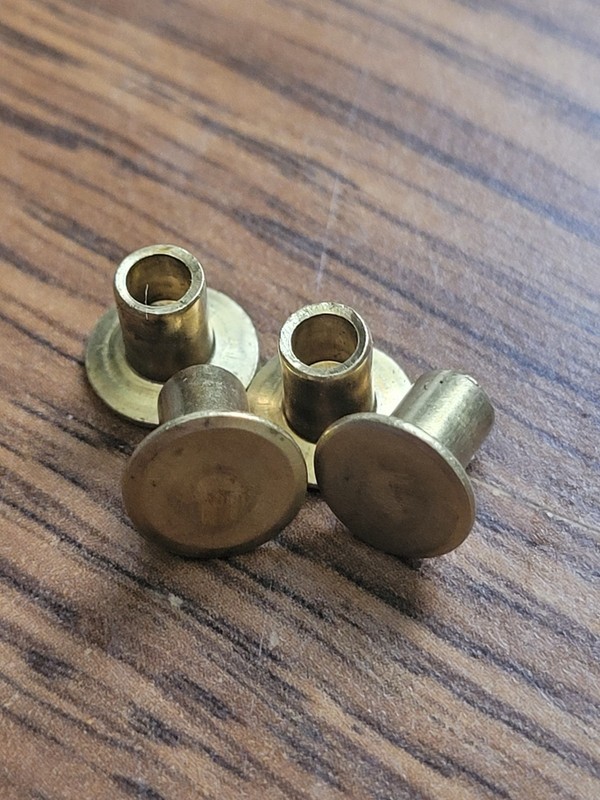 US M1 paratrooper carbine cheek pad rivet set.  Brass,  M1A1